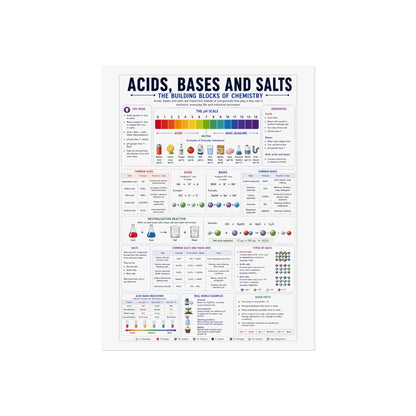 Acids, Bases & Salts Chemistry Poster — Educational Fine Art Poster for Classroom or Study
