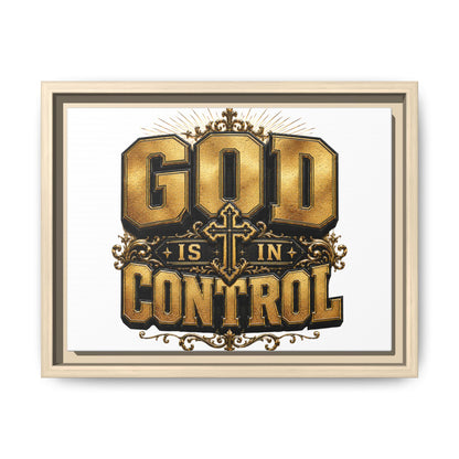 Framed Matte Canvas — "God Is In Control" Inspirational Wall Art