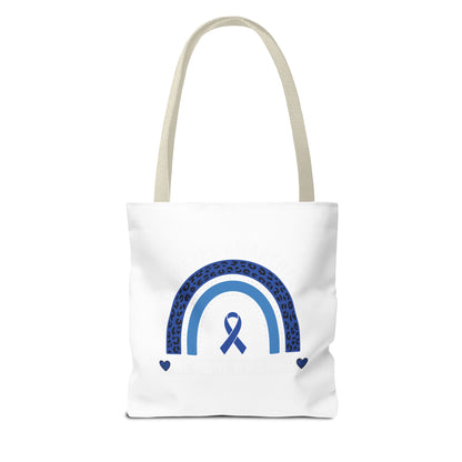 Blue Awareness Ribbon Rainbow Tote Bag – Support & Hope Everyday Tote