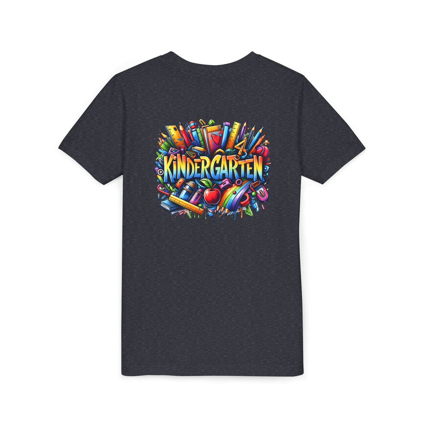 Kindergarten Colorful School Supplies Youth Tee — Back-to-School Kids T-Shirt