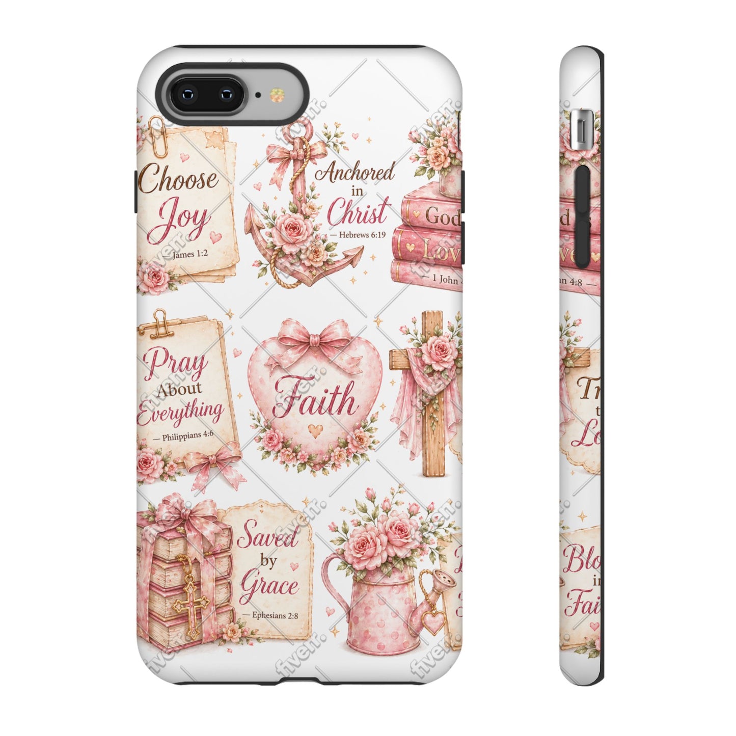 Faith Floral Phone Case – Christian Inspirational Scripture iPhone Cover (Choose Joy, Pray, Faith)