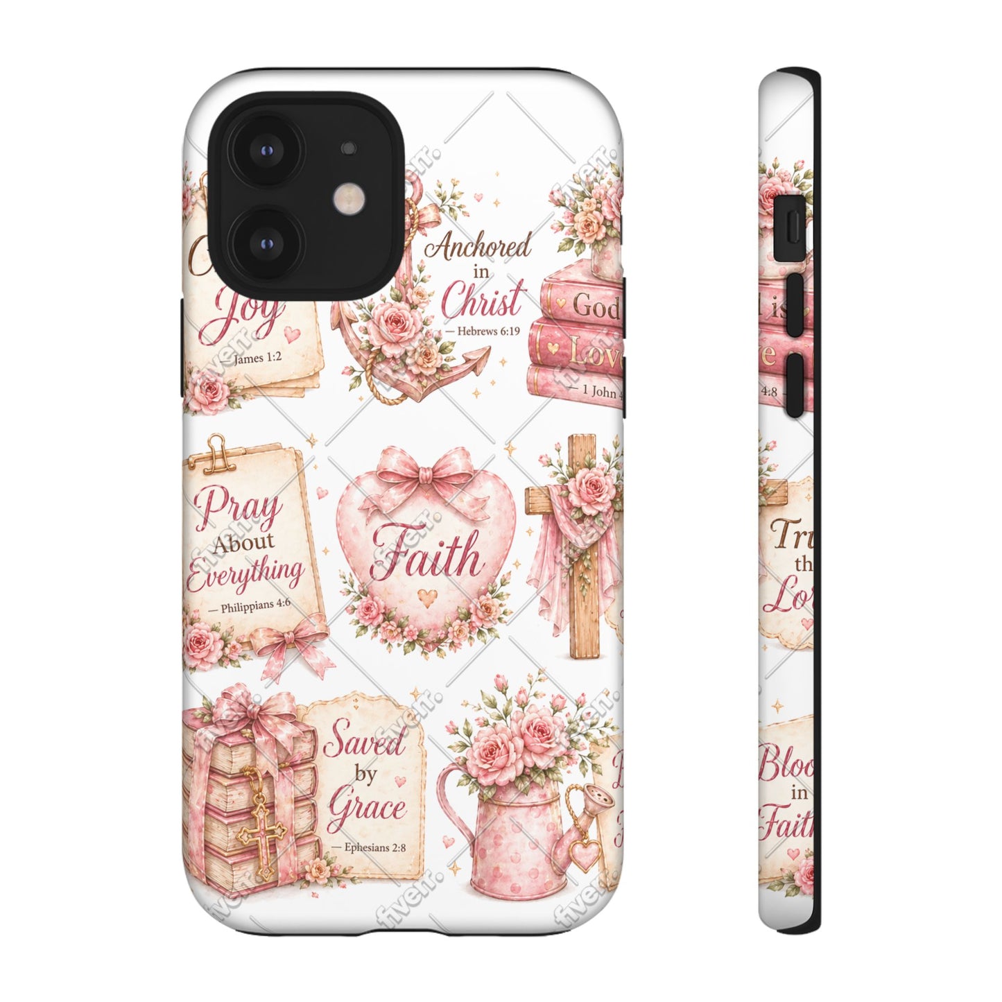 Faith Floral Phone Case – Christian Inspirational Scripture iPhone Cover (Choose Joy, Pray, Faith)