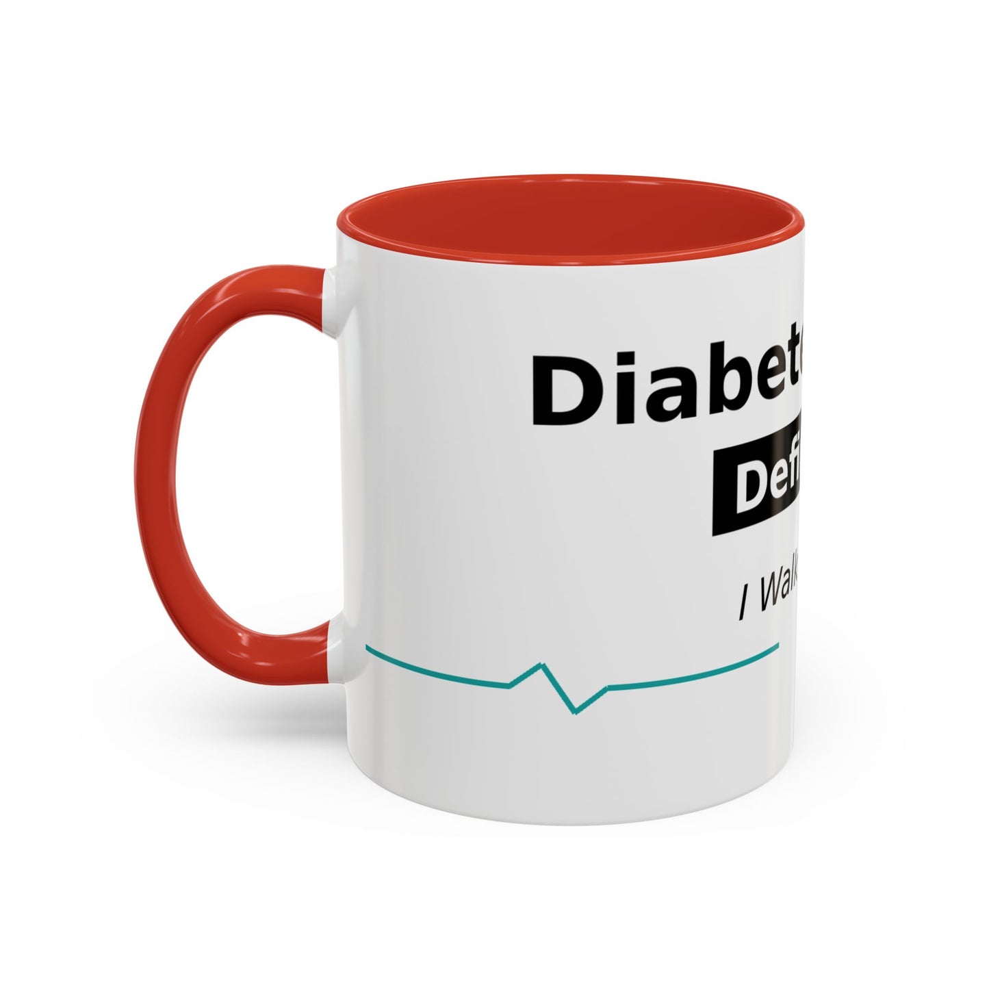 Diabetes Won't Define Me Accent Coffee Mug — "I Walk by Faith" Inspirational Tea Cup