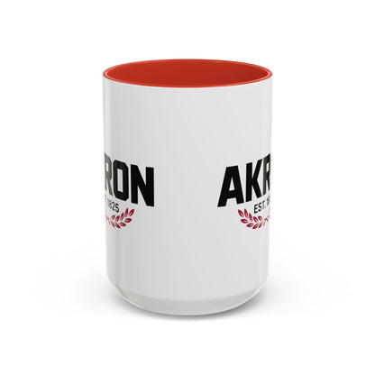 Akron Est. 1825 Accent Coffee Mug — Vintage City Pride Ceramic Mug