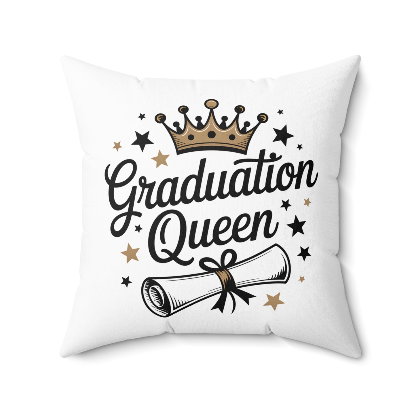 Graduation Queen Throw Pillow — Crown & Diploma Decorative Cushion for Grad Gifts