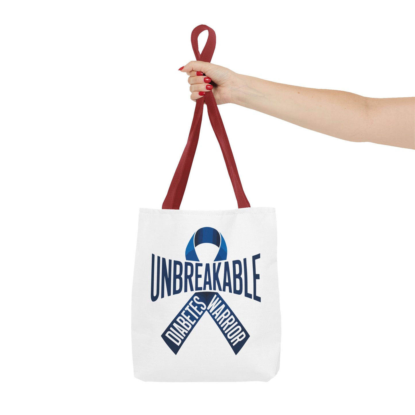 Diabetes Warrior Unbreakable Tote Bag – Blue Awareness Ribbon All-Over Print