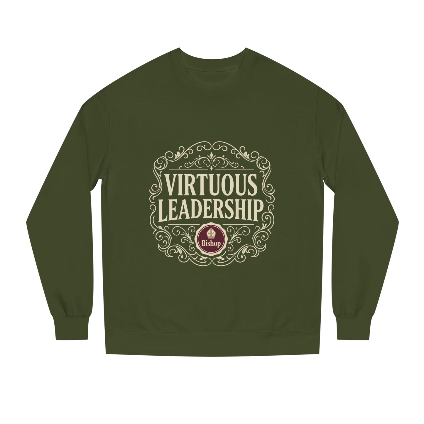 Virtuous Leadership Sweatshirt — Vintage Crest Crewneck for Church Leaders