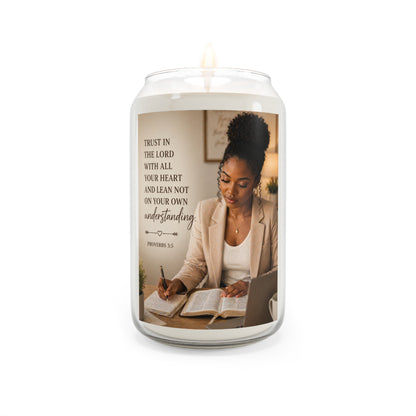 Inspirational Scripture Soy Candle — Proverbs 3:5 'Trust in the Lord' 13.75oz