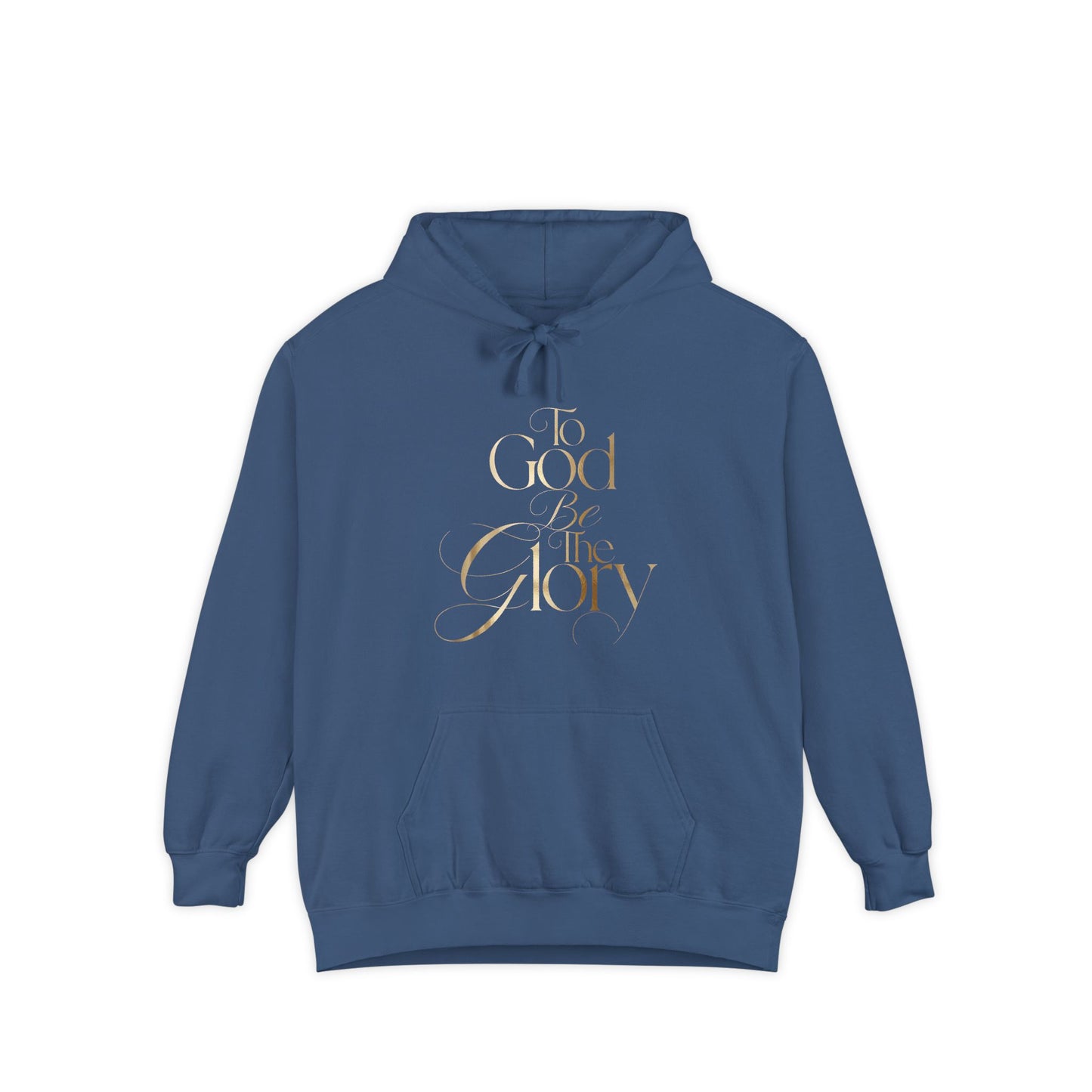 Hoodie — "For Good and For Glory" Gold Script Religious Pullover