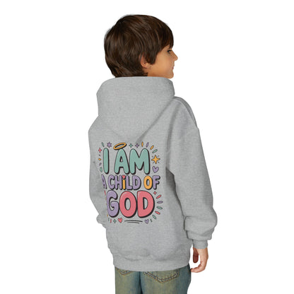 Youth Hoodie — "I Am a Child of God" Inspirational Kids Hooded Sweatshirt