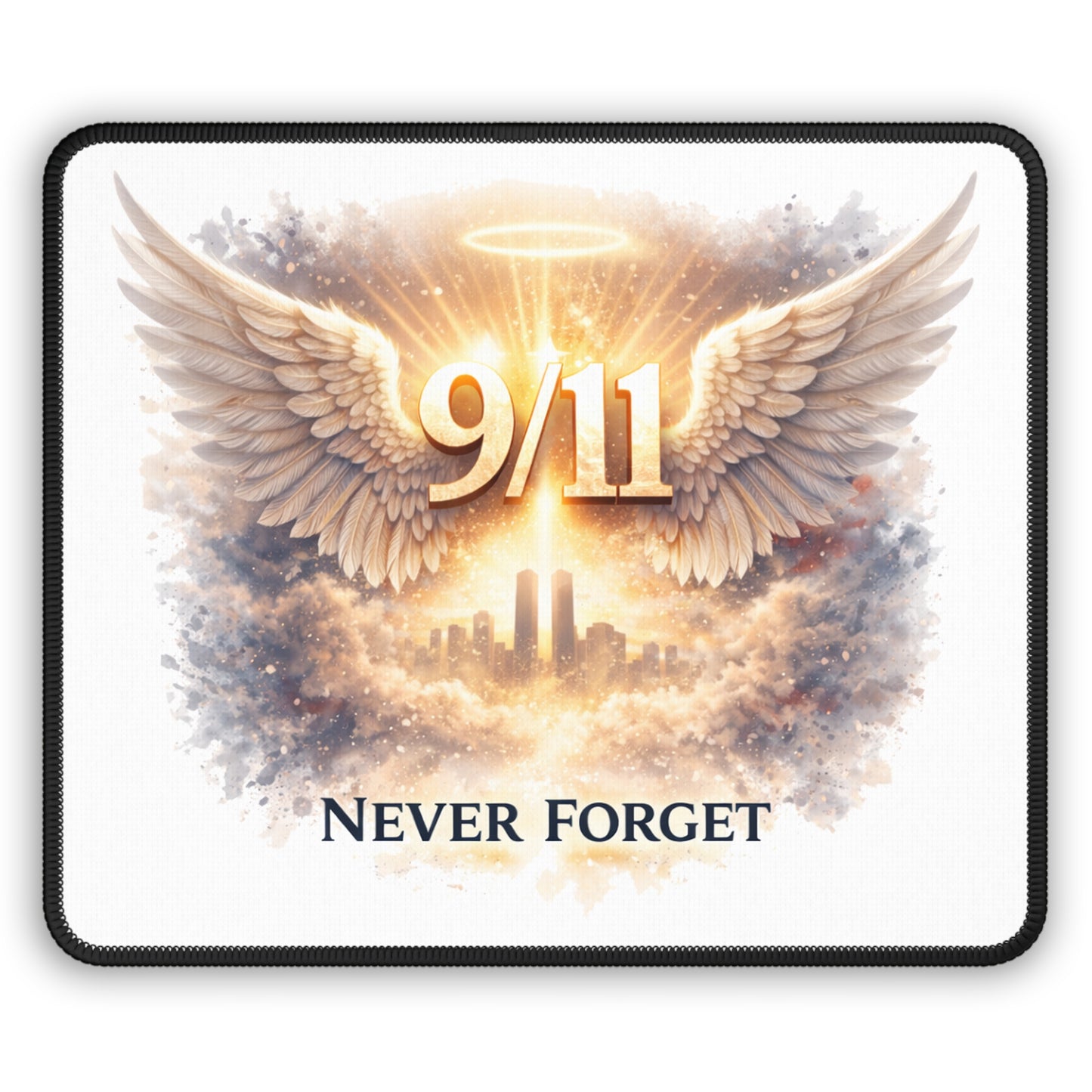 9/11 Never Forget Gaming Mouse Pad — Memorial Angel Wings Tribute