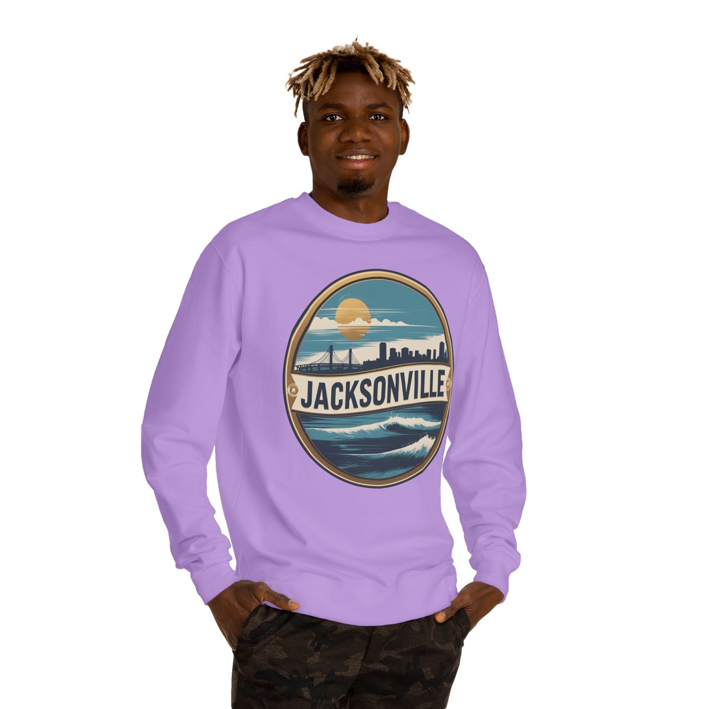 Jacksonville Coastal Crewneck Sweatshirt — Retro Beach Skyline