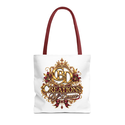 Tote Bag — Creations By Denee Ornate Gold Logo Tote (Designer Logo, Elegant Floral Crest)