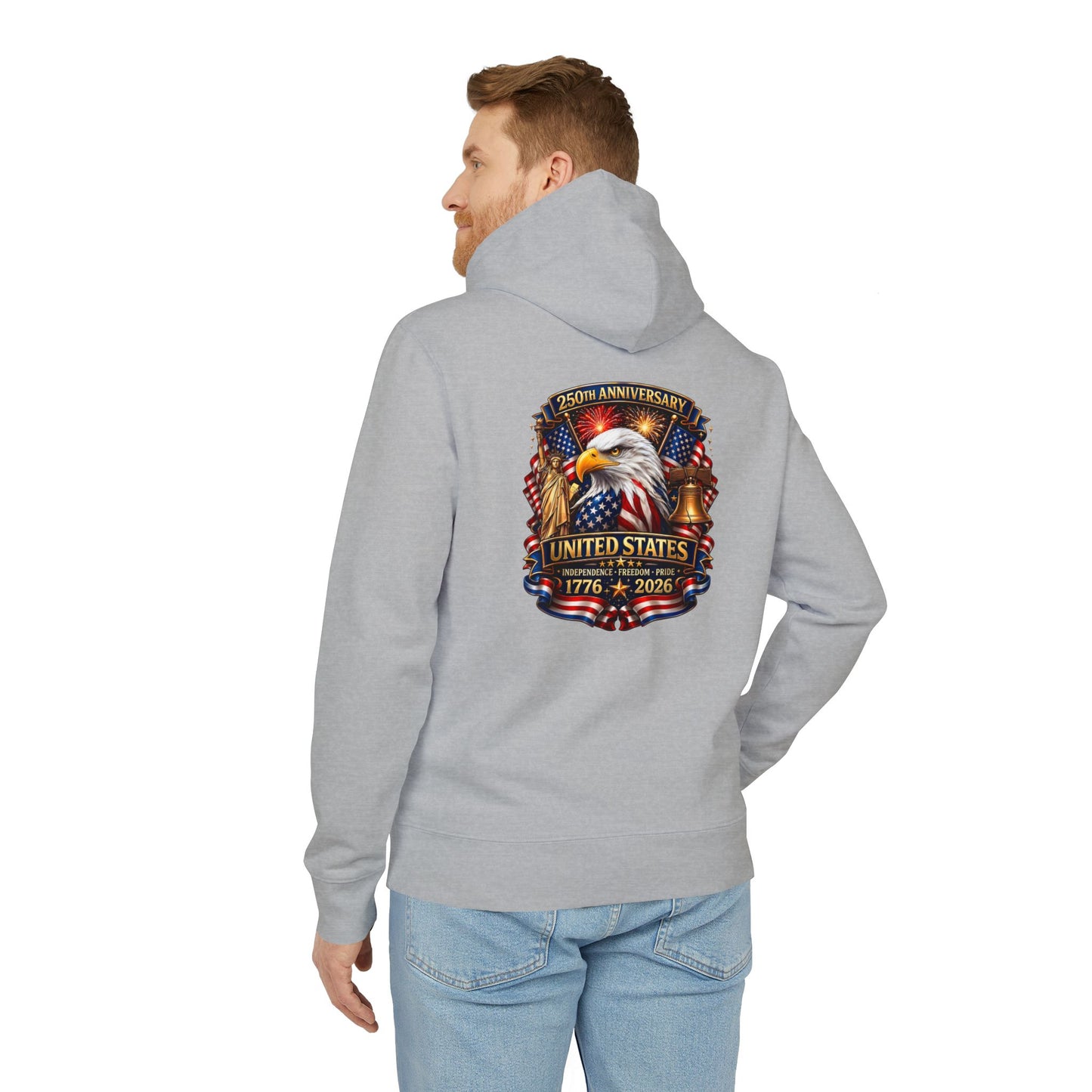 Patriotic Eagle Hoodie – "United States 1776–2026" American Flag Design