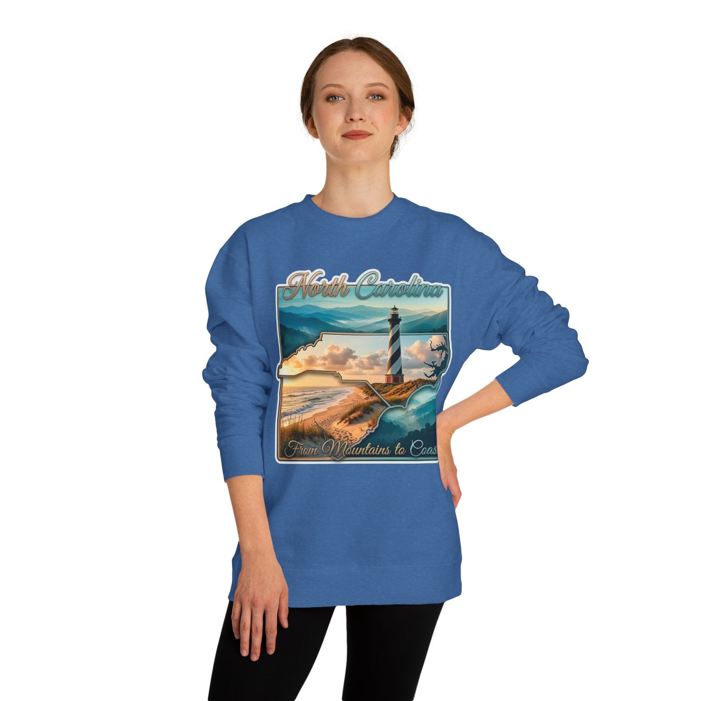 North Carolina Lighthouse Sweatshirt — From Mountains to Coast Scenic Crewneck