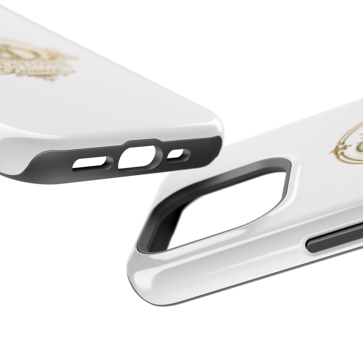 Magnetic Impact-Resistant Phone Case — Gold Floral Crest Logo
