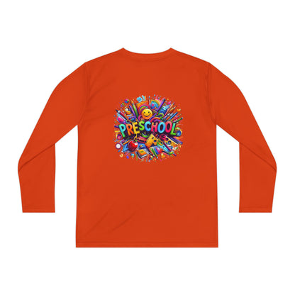 Youth Preschool Long Sleeve Tee - Colorful School Supplies Design