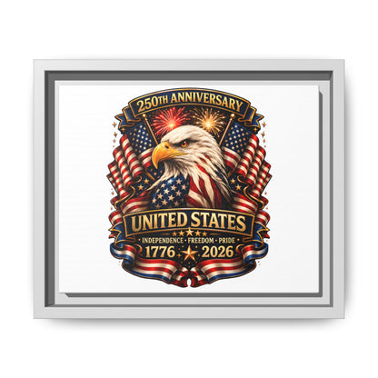 Patriotic Eagle 250th Anniversary Framed Canvas Print — United States 1776–2026