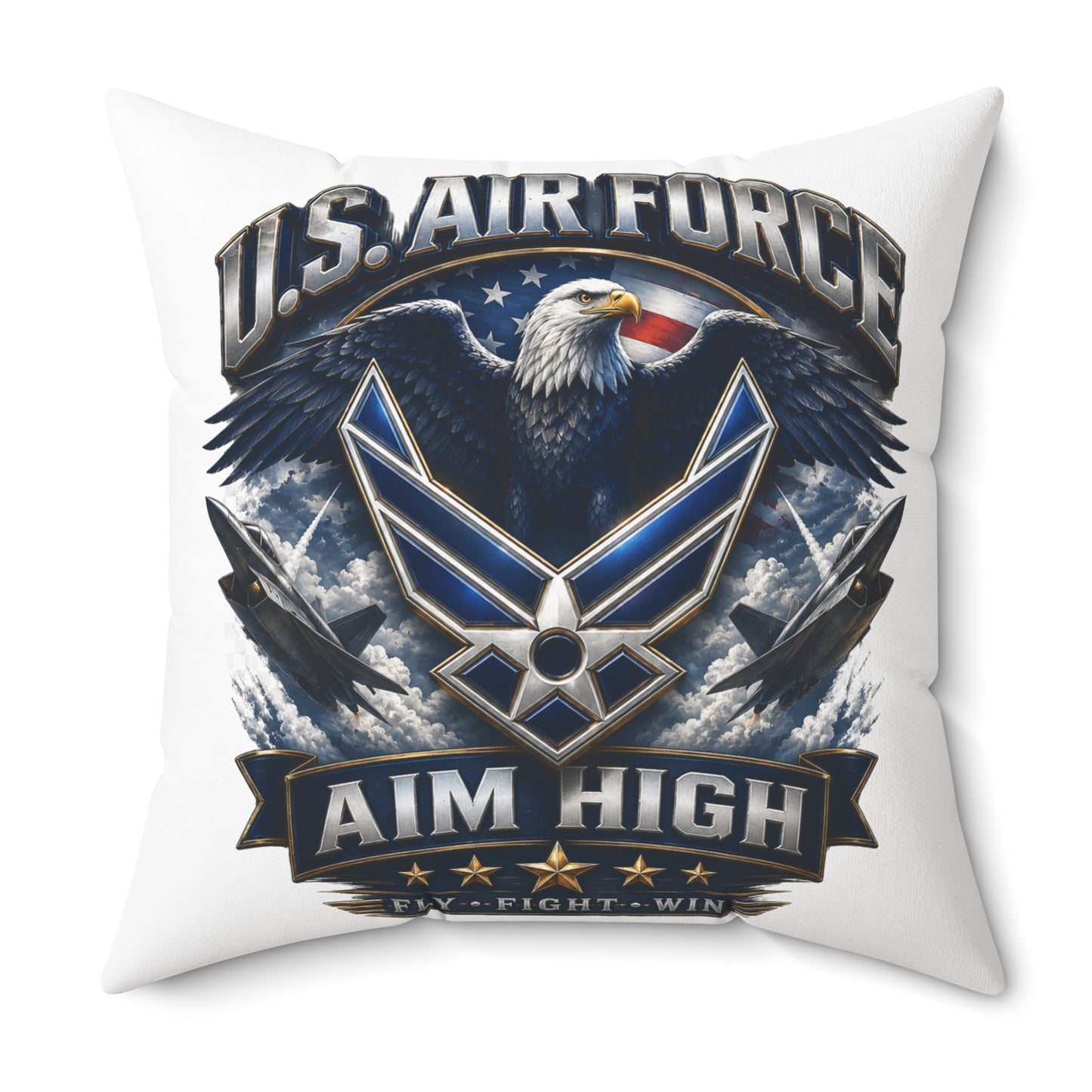 U.S. Air Force "Aim High" Decorative Pillow - Bald Eagle Military Throw Pillow