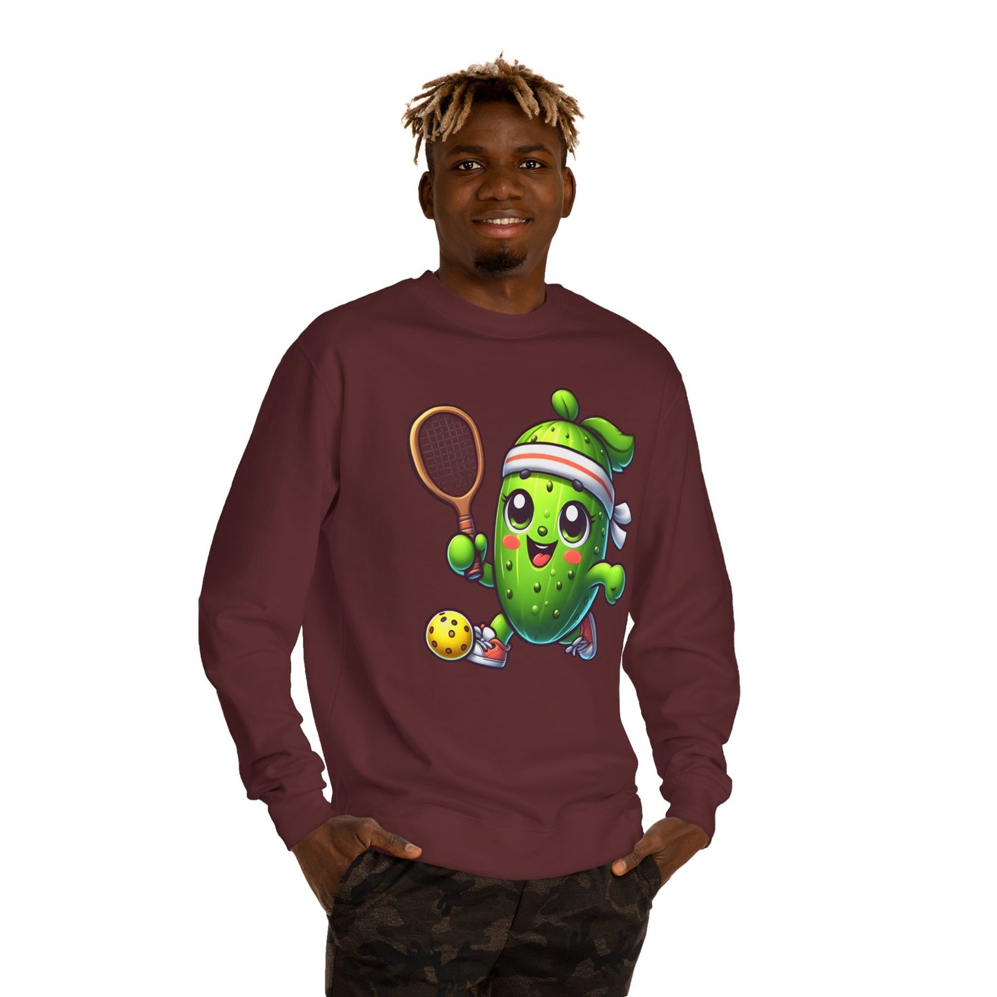 Pickleball Avocado Sweatshirt — Cute Cartoon Pickleball Player Crewneck