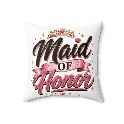 Maid of Honor Decorative Pillow - Pink Crown Bridal Gift