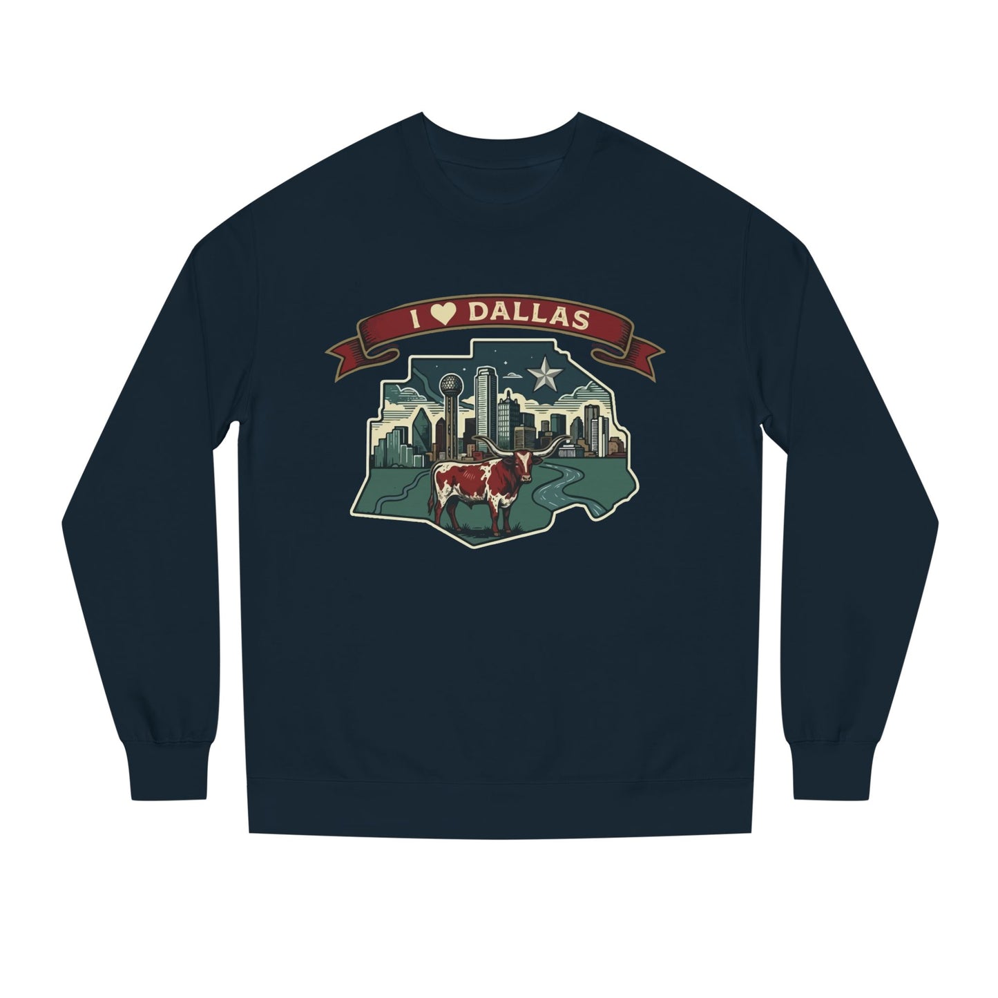 I  Dallas Skyline Sweatshirt — Vintage Texas Cityscape Crewneck