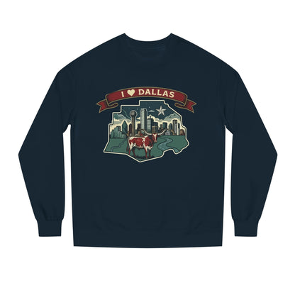 I  Dallas Skyline Sweatshirt — Vintage Texas Cityscape Crewneck