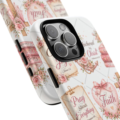 Faith Floral Phone Case – Christian Inspirational Scripture iPhone Cover (Choose Joy, Pray, Faith)