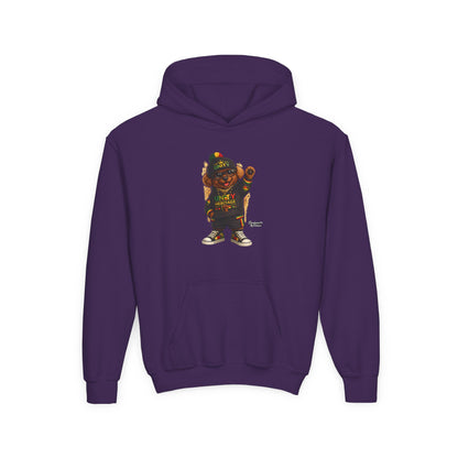 Youth Hoodie — Cool Rasta Bear Graphic Kids Sweatshirt