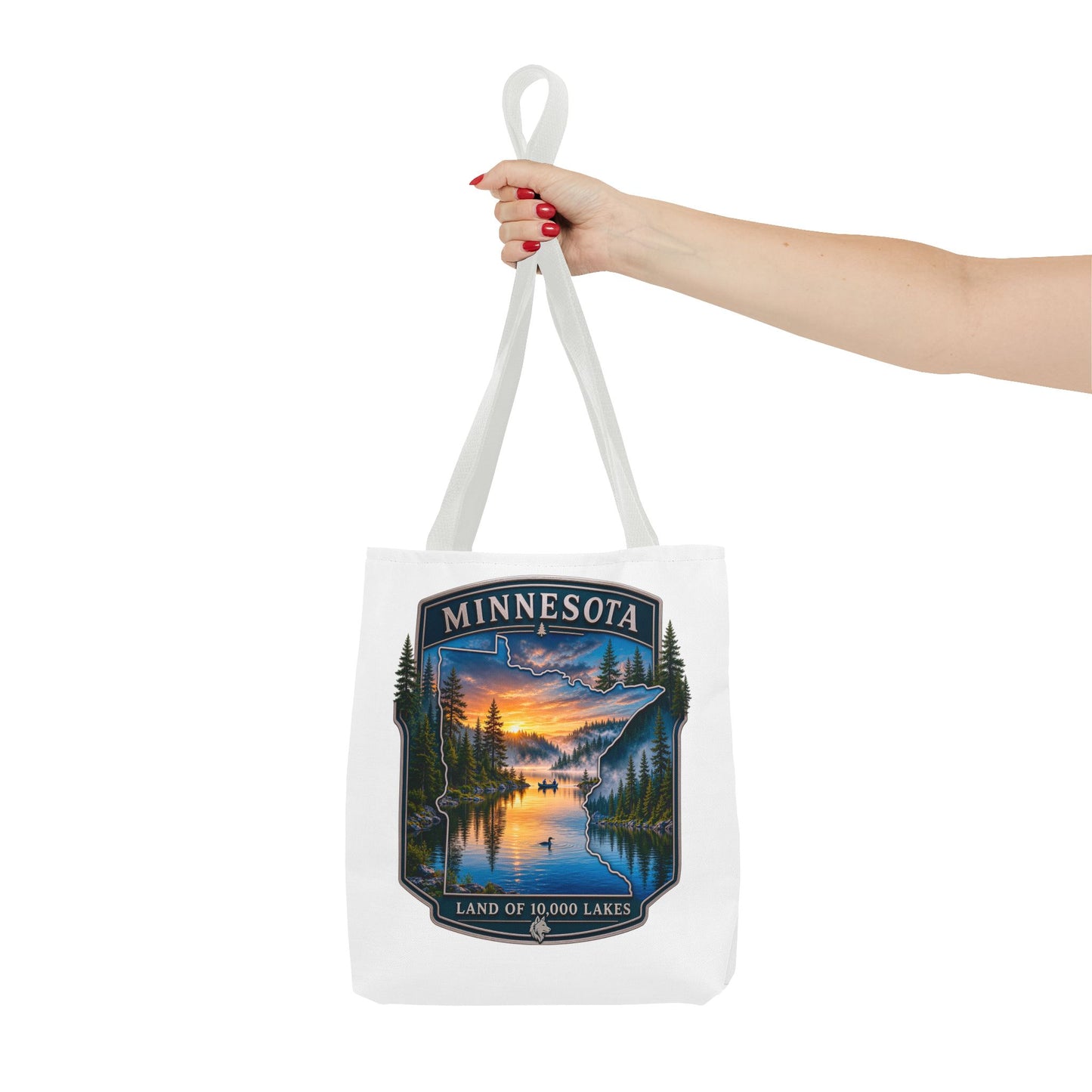 Minnesota Scenic Tote Bag — 'Land of 10,000 Lakes' Sunset Lake Design