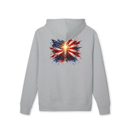 American Flag Explosion Hoodie — Patriotic Firework Pullover
