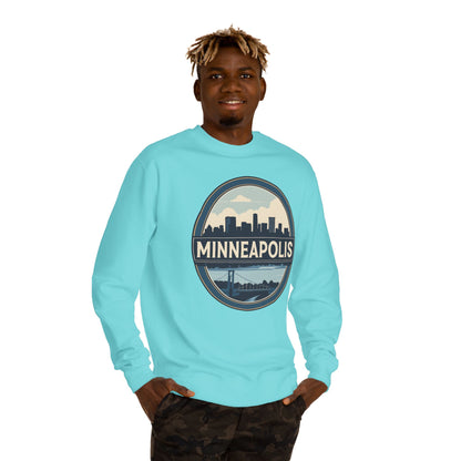 Minneapolis Skyline Crewneck Sweatshirt — Vintage Cityscape Design