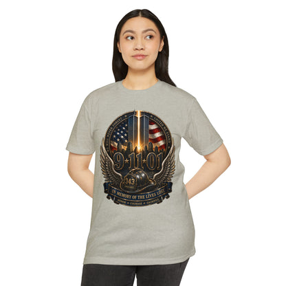 9/11 Memorial T-Shirt — In Memory of the Lives Lost Patriotic Firefighter Tribute
