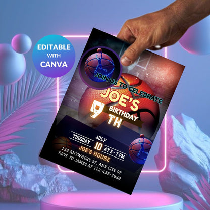 basketball invite, sports party, birthday invite, basketball theme, kids invite, editable invite, party invite, sports birthday, digital invite, hoop party, boy invite, sport template, nba style invite