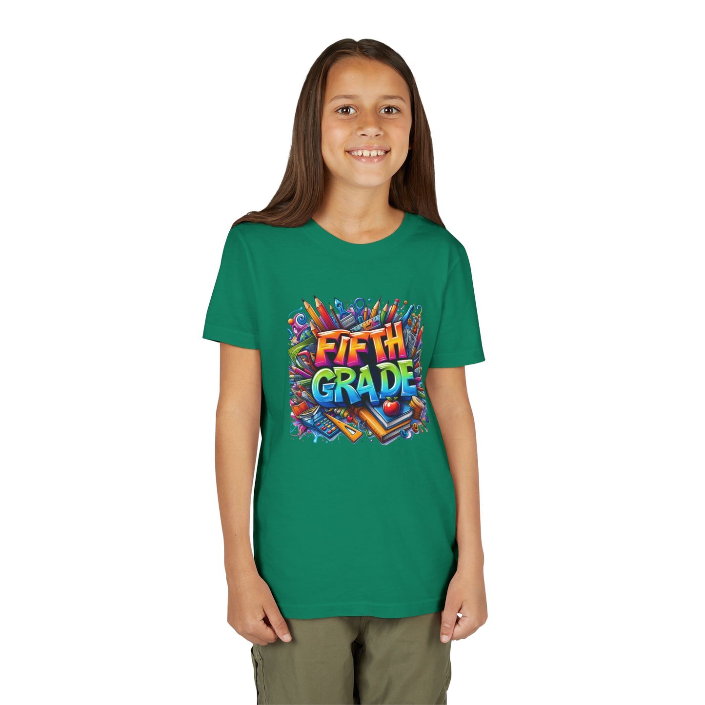Fifth Grade Kid's Tee - Colorful School Supplies Back to School T-Shirt