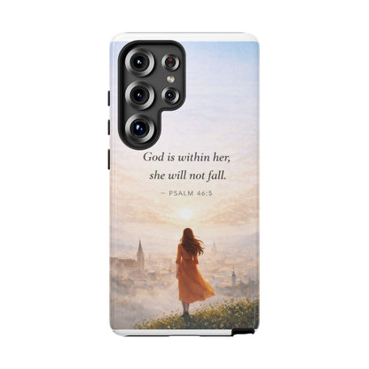 Inspirational Psalm 46:5 Phone Case — 'God is within her, she will not fall' Christian Phone Cover