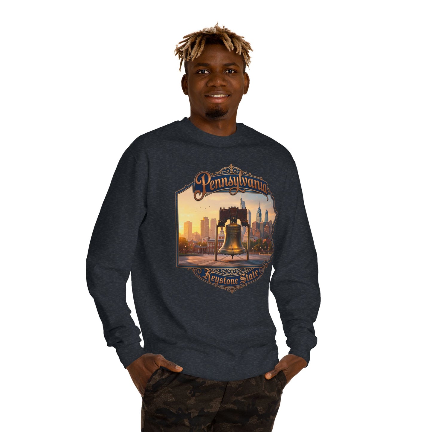 Pennsylvania Keystone State Sweatshirt — Liberty Bell & City Skyline Crewneck