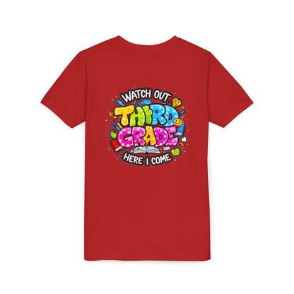 Third Grade Kids T‑Shirt — "Watch Out Third Grade Here I Come" Back-to-School Tee