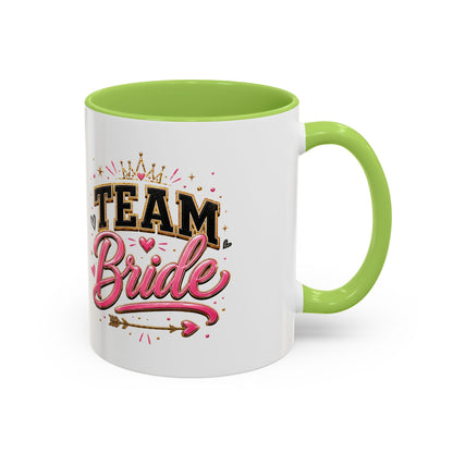 Team Bride Accent Coffee Mug — Pink & Gold Bachelorette Bridal Shower Gift (11/15 oz)