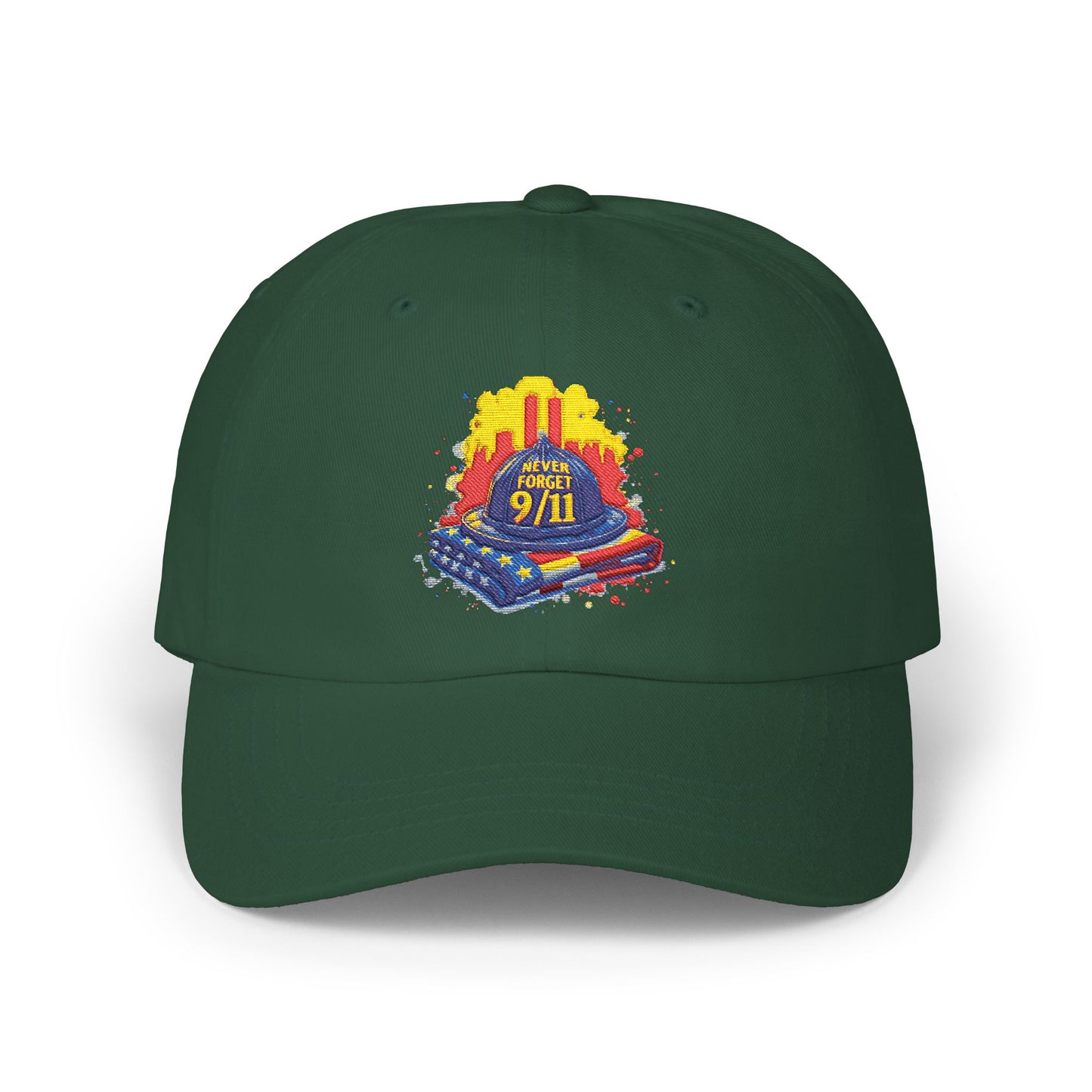 Dad Cap – 9/11 Tribute Firefighter Helmet & American Flag Embroidered Hat