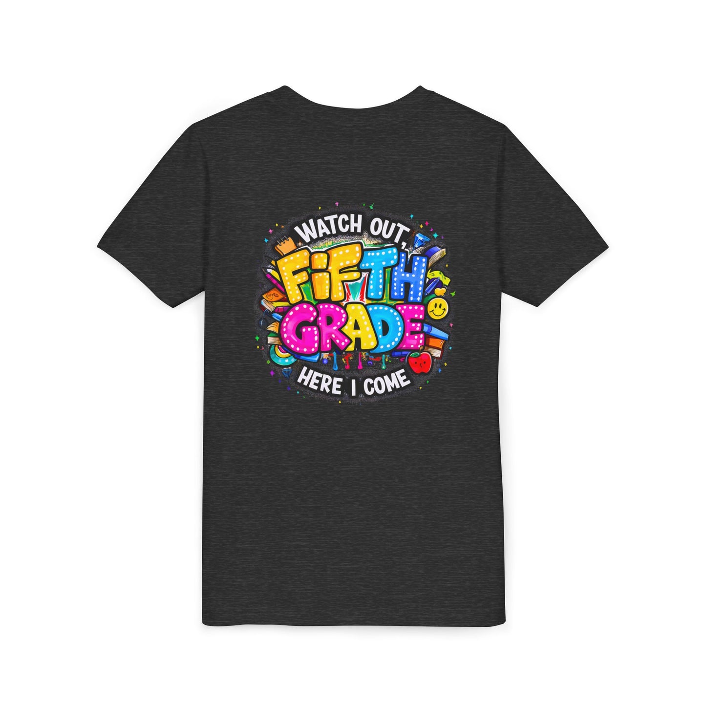 Fifth Grade T‑Shirt for Kids - "Watch Out Fifth Grade Here I Come" Back-to-School Tee