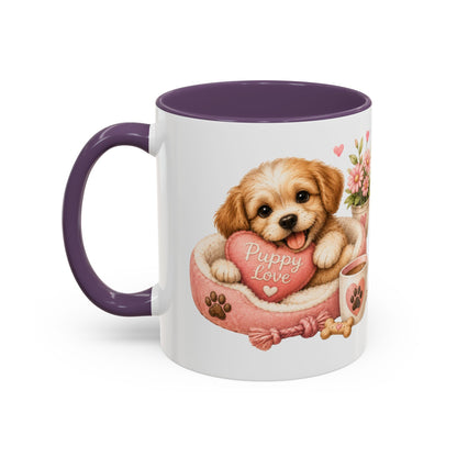 Puppy Love Coffee Mug — Cute Dog Heart Accent Mug (11/15oz)