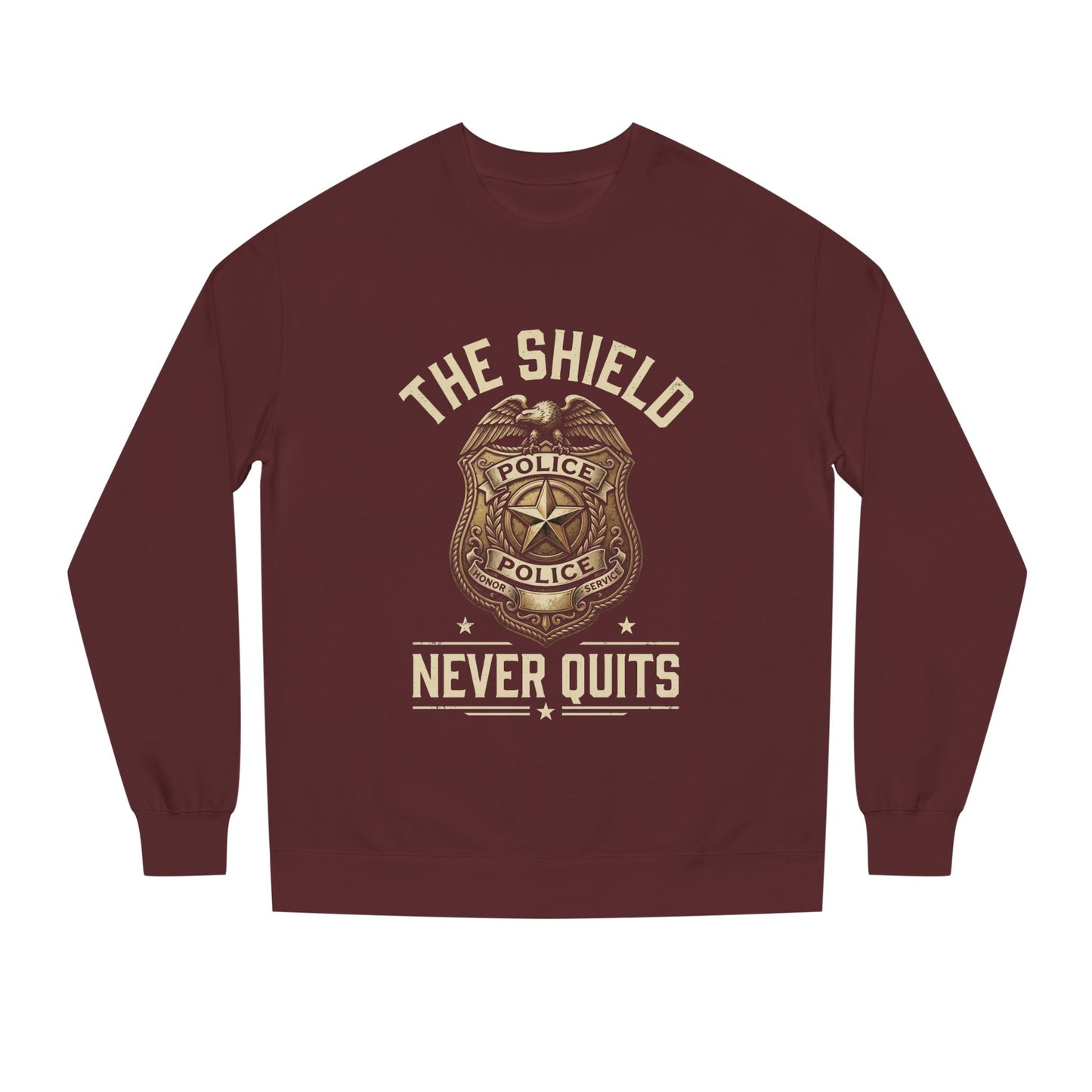 Police Badge Sweatshirt — "The Shield Never Quits"