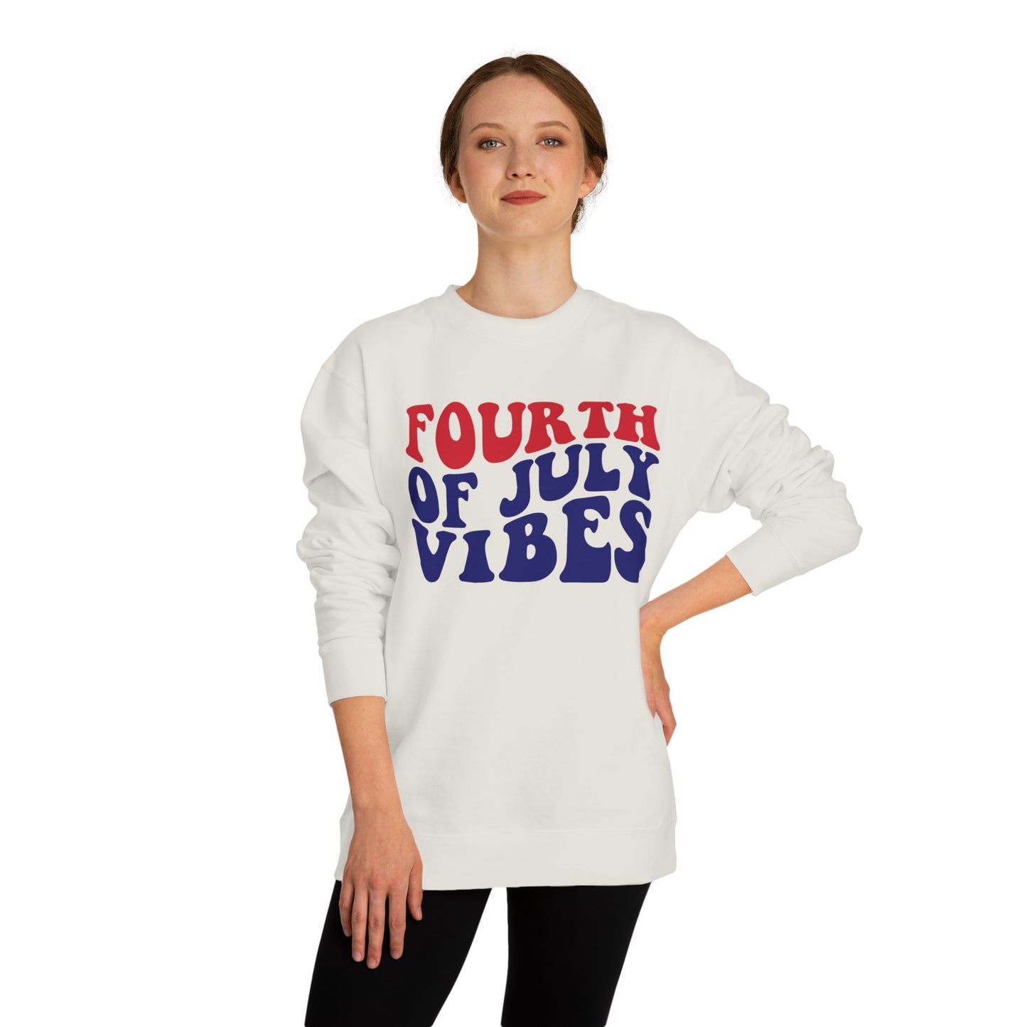 Fourth of July Vibes Sweatshirt — Patriotic Red & Blue Holiday Crewneck