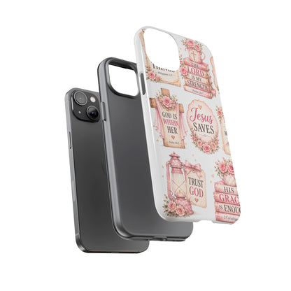 Faith Phone Case — 'Jesus Saves' Floral Christian Scripture iPhone Case