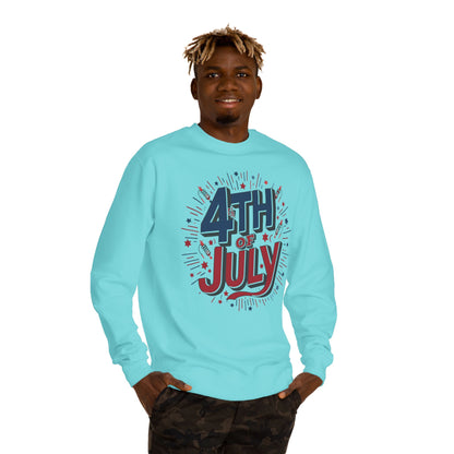 4th of July Crewneck Sweatshirt — Patriotic Fireworks Graphic