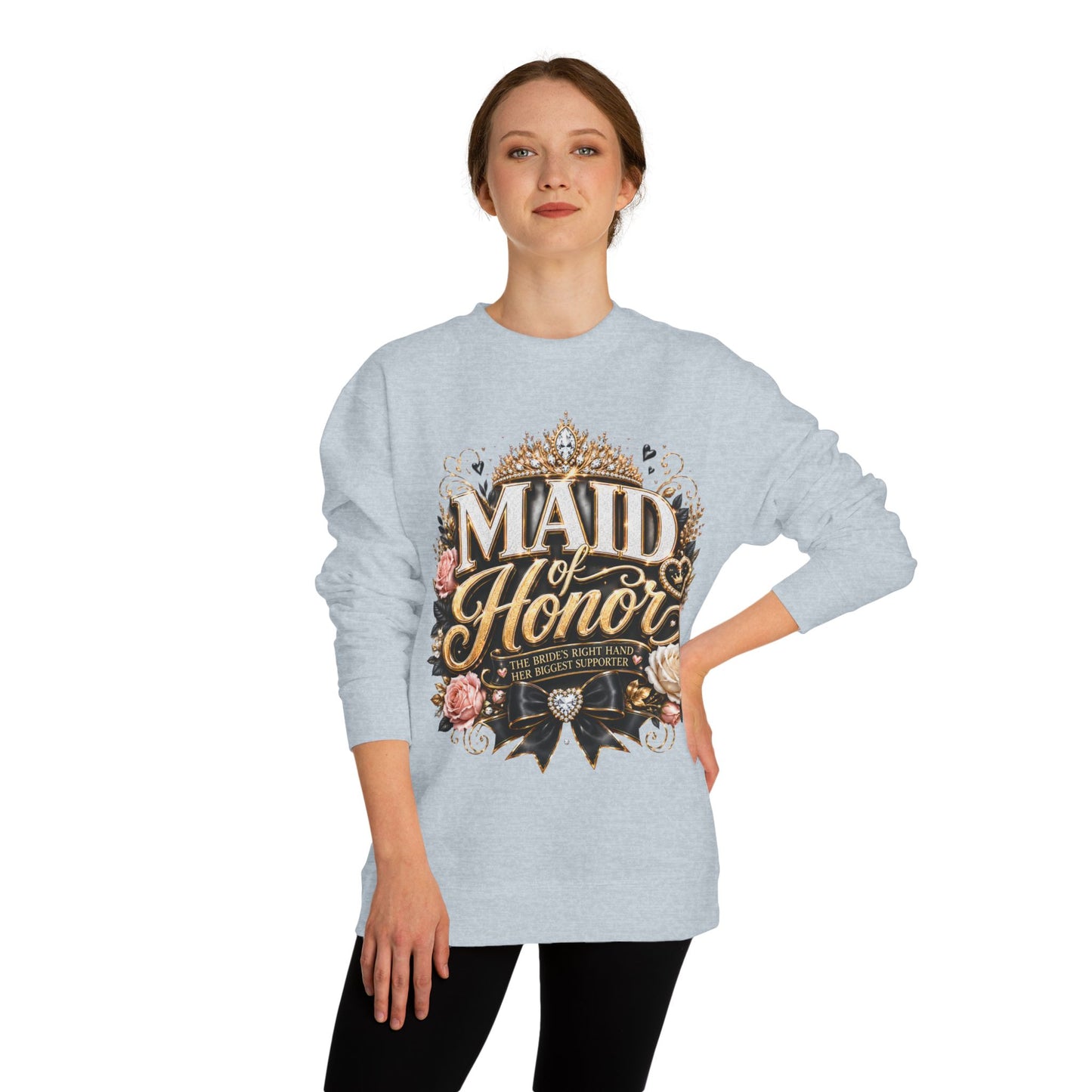 Maid of Honor Sweatshirt - Floral Crown Bridal Party Crewneck