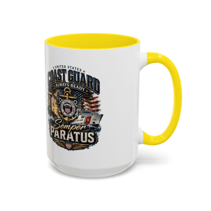 Coast Guard Semper Paratus Accent Coffee Mug – Patriotic Military Gift (11/15oz)