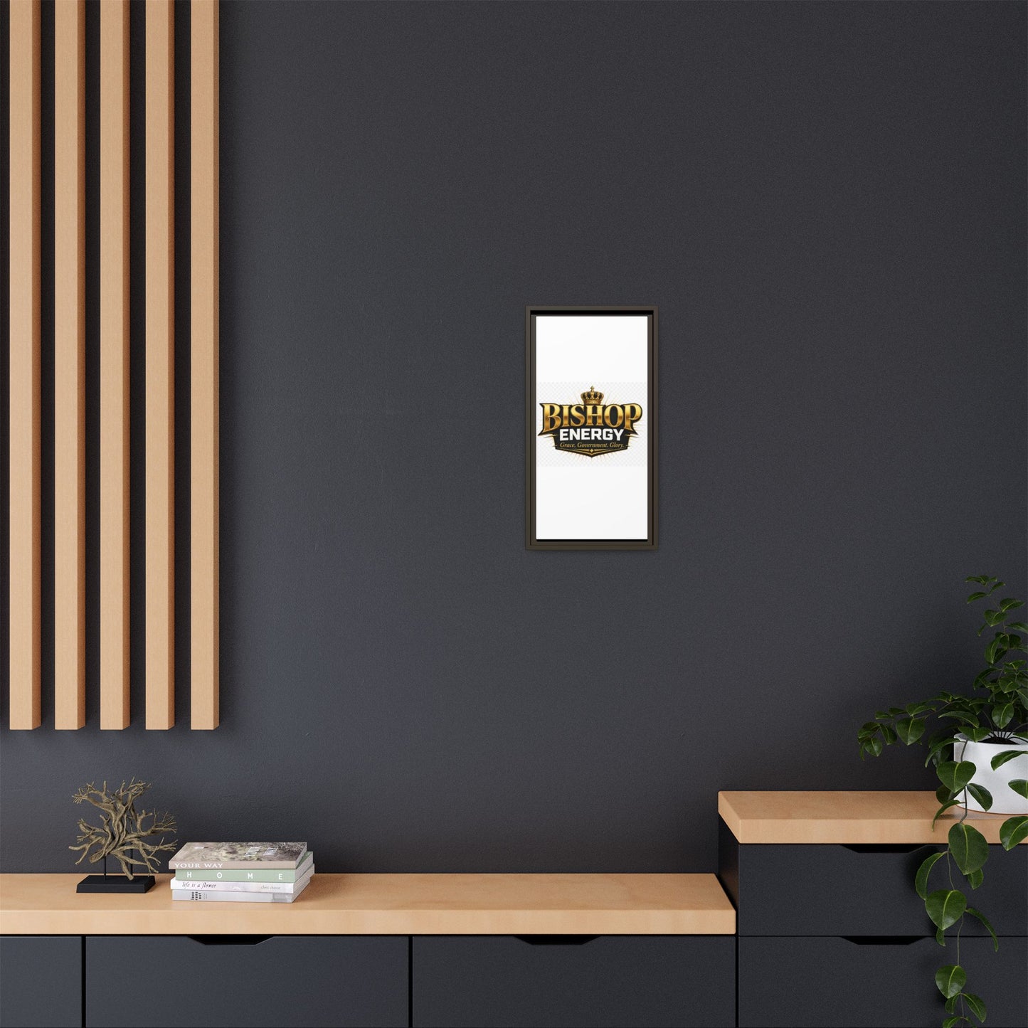 Framed Canvas Art - "Bishop Energy" Gold Crown Logo (Matte)