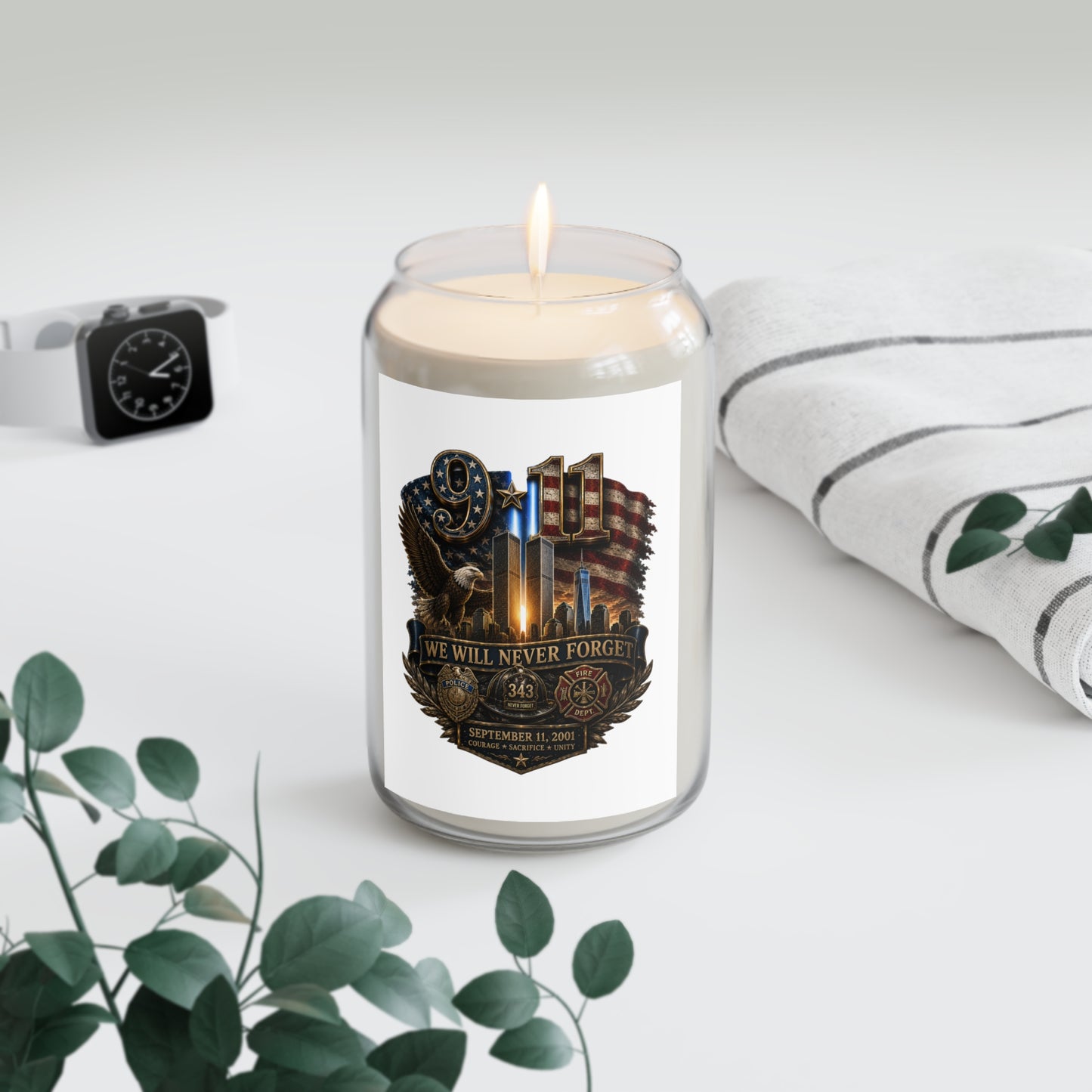 We Will Never Forget Soy Candle — 9/11 Memorial Scented Candle (13.75 oz)